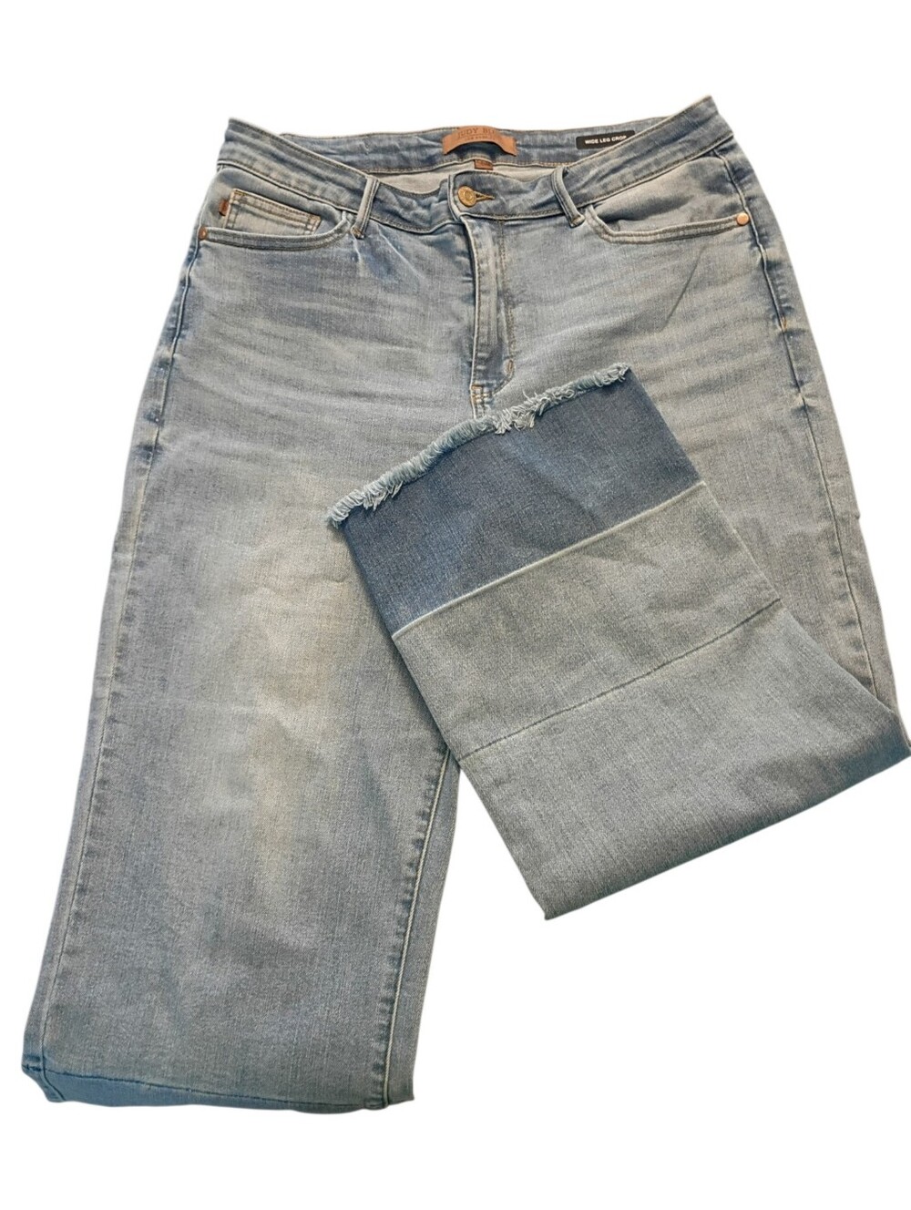 Judy Blue High Waist Release Hem Wide Leg Cropped Jeans 15/32